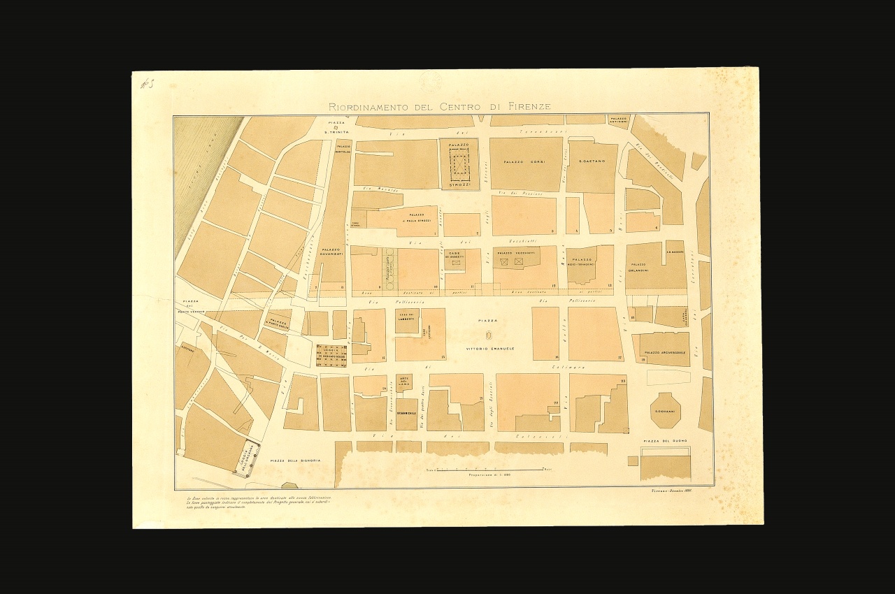 Pianta del centro di Firenze (stampa) - ambito fiorentino (fine sec. XIX)