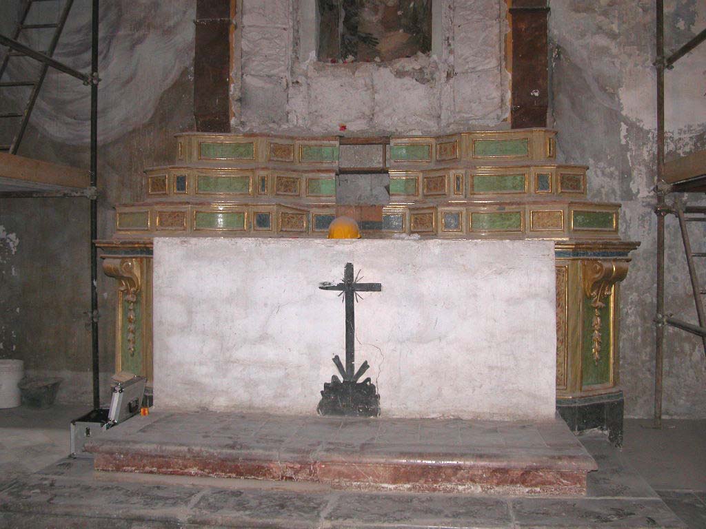 motivo decorativo a finto marmo/ vegetale/ volute (altare) - ambito siciliano (seconda metà XVIII)
