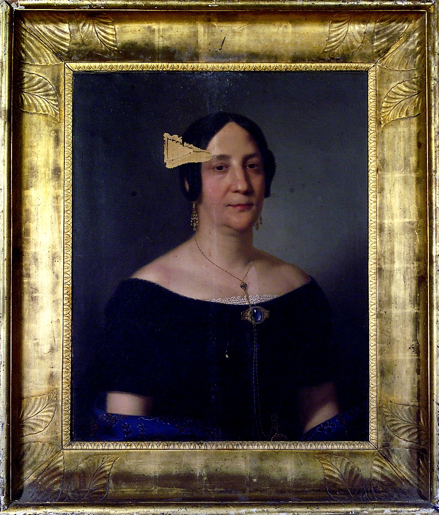 Ritratto di signora, ritratto di donna (dipinto, opera isolata) di Patania Giuseppe (attribuito) - ambito siciliano (metà XIX)