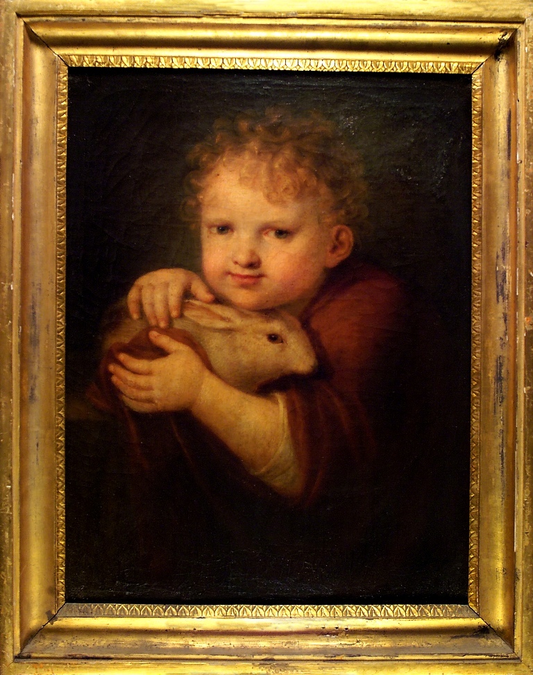 Fanciullo con coniglio, ritratto di bambino con coniglio (dipinto, opera isolata) di Patania Giuseppe (attribuito) - ambito siciliano (primo quarto XIX)