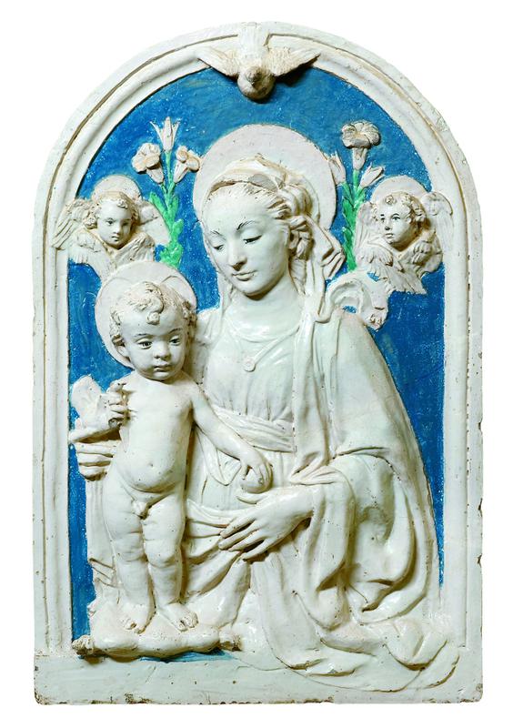 Madonna col Bambino, Spirito Santo e due cherubini, Madonna col Bambino (rilievo) di Buglioni Benedetto (ultimo quarto XV)