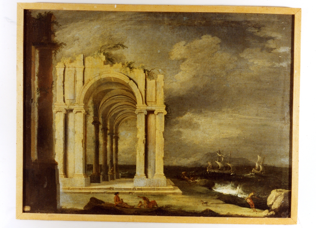 Paesaggio marino con rovine, Paesaggio con rovine (dipinto) di Coccorante Leonardo (prima metà sec. XVIII)