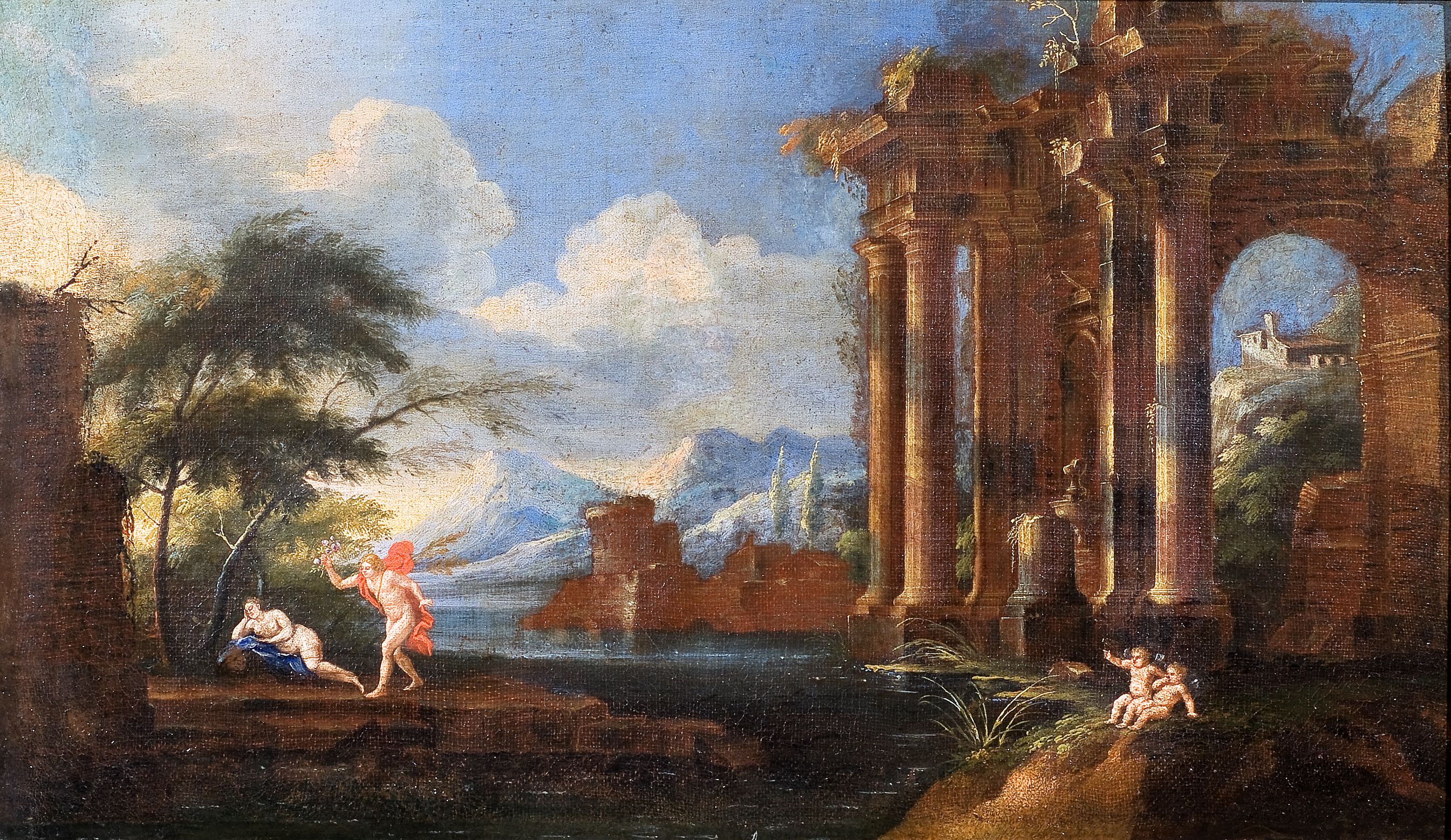 Capriccio architettonico con Venere e Adone (dipinto, ciclo) - ambito napoletano (prima metà XVIII)