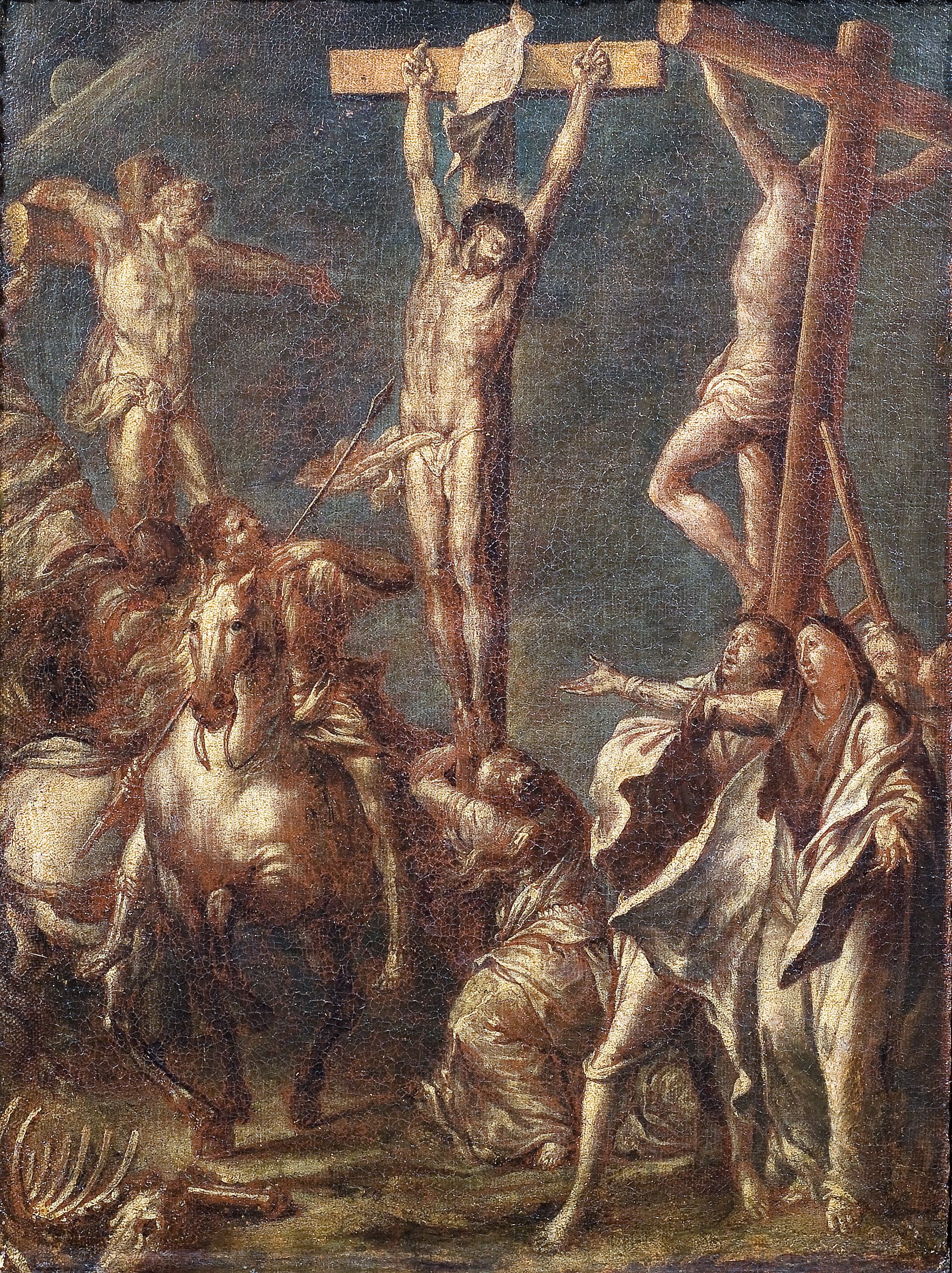 Crocifissione (dipinto, opera isolata) di Jan Anthonie Coxie (maniera) - ambito fiammingo (secondo quarto XVIII)