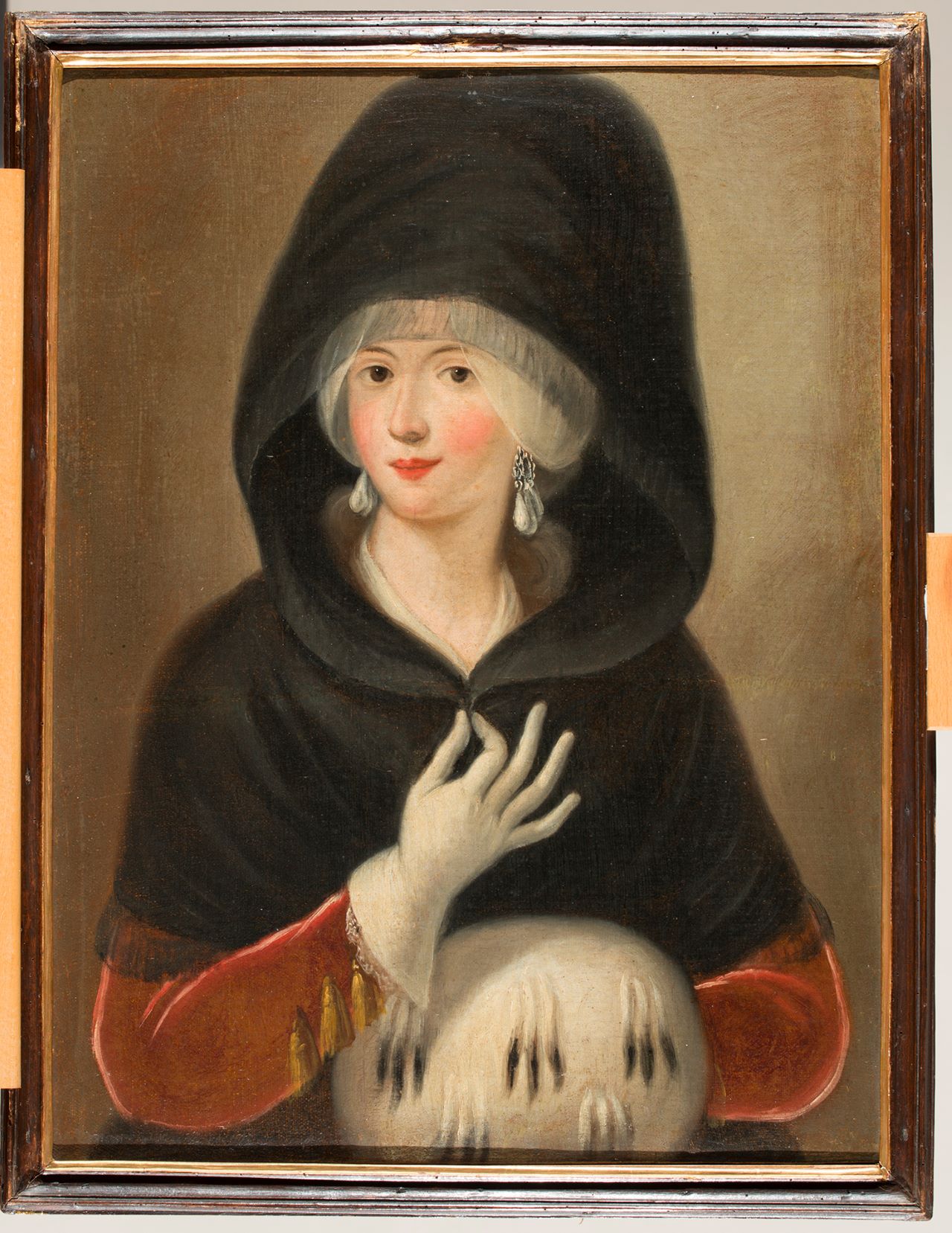 Dama con manicotto, figura femminile (dipinto, opera isolata) di Lazzari Sebastiano (XVIII)