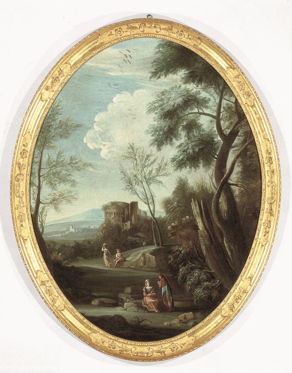 Paesaggio con torre, paesaggio (dipinto, opera isolata) di Porta Tommaso (XVII-XVIII)