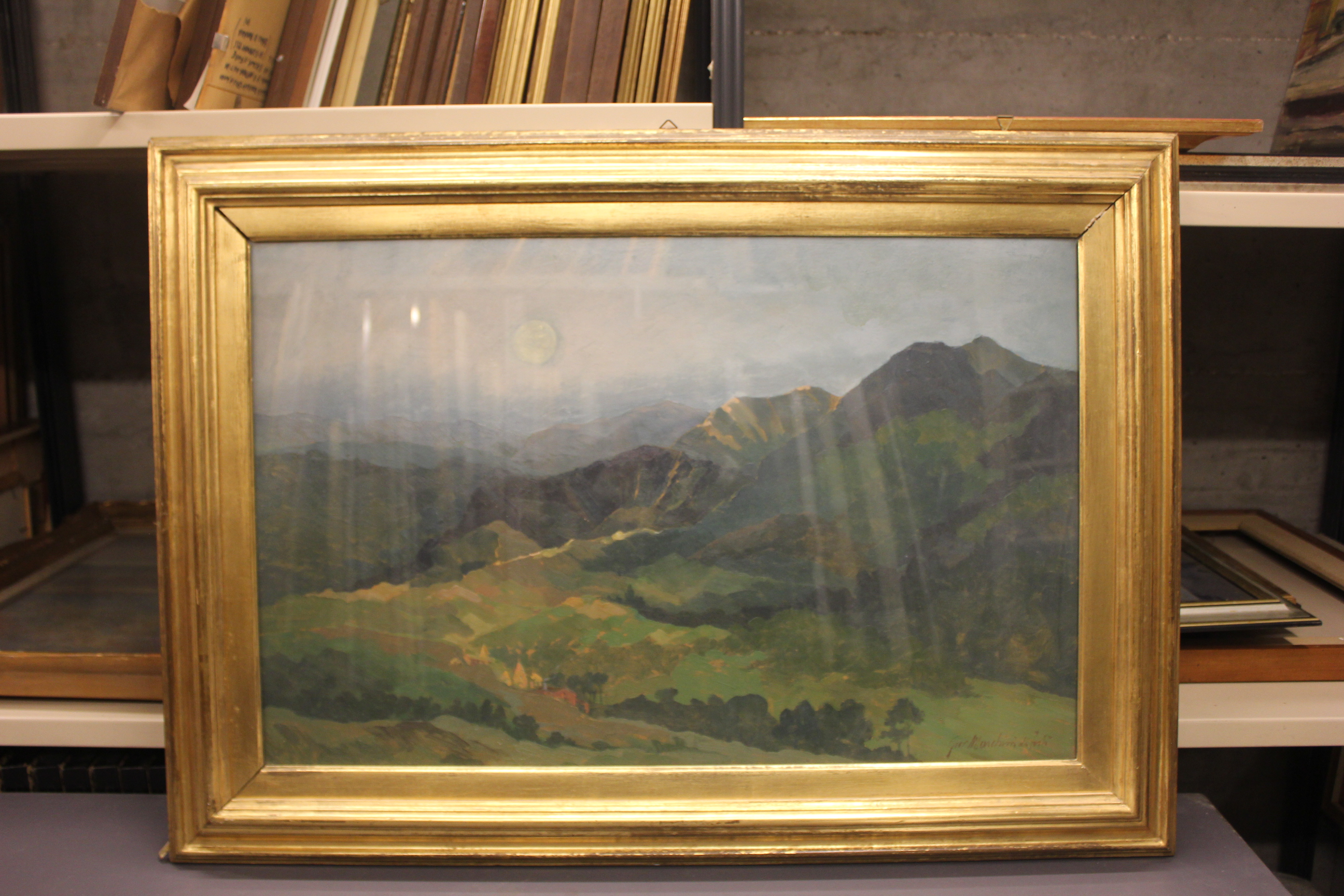 Armonie della sera, Valle d'Arnaldo, Paesaggio collinare (dipinto, opera isolata) di Marchini Giovanni (XX)