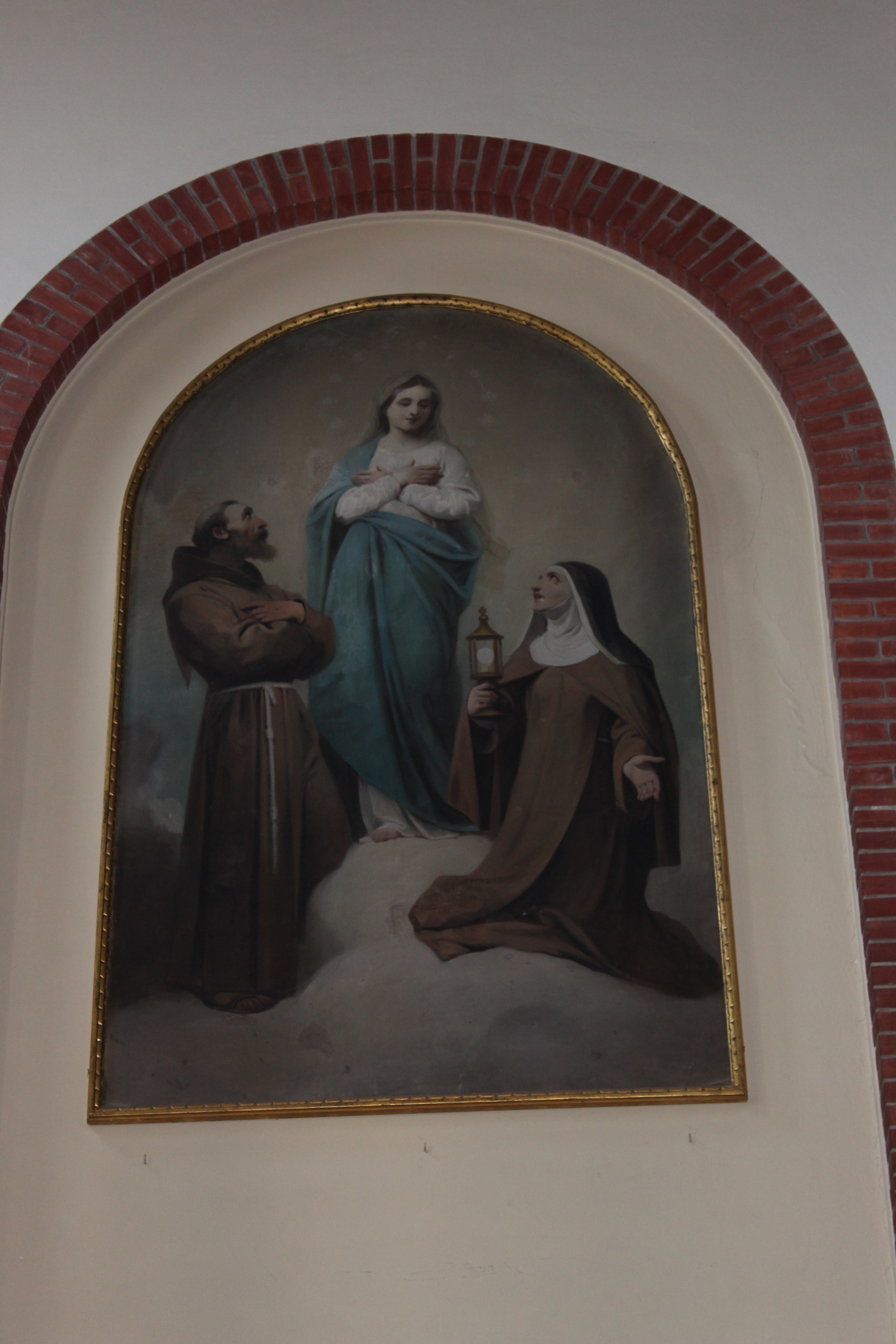 Madonna tra San Francesco e Santa Chiara in gloria (dipinto, opera isolata) di Guardassoni Alessandro (ultimo quarto XIX)