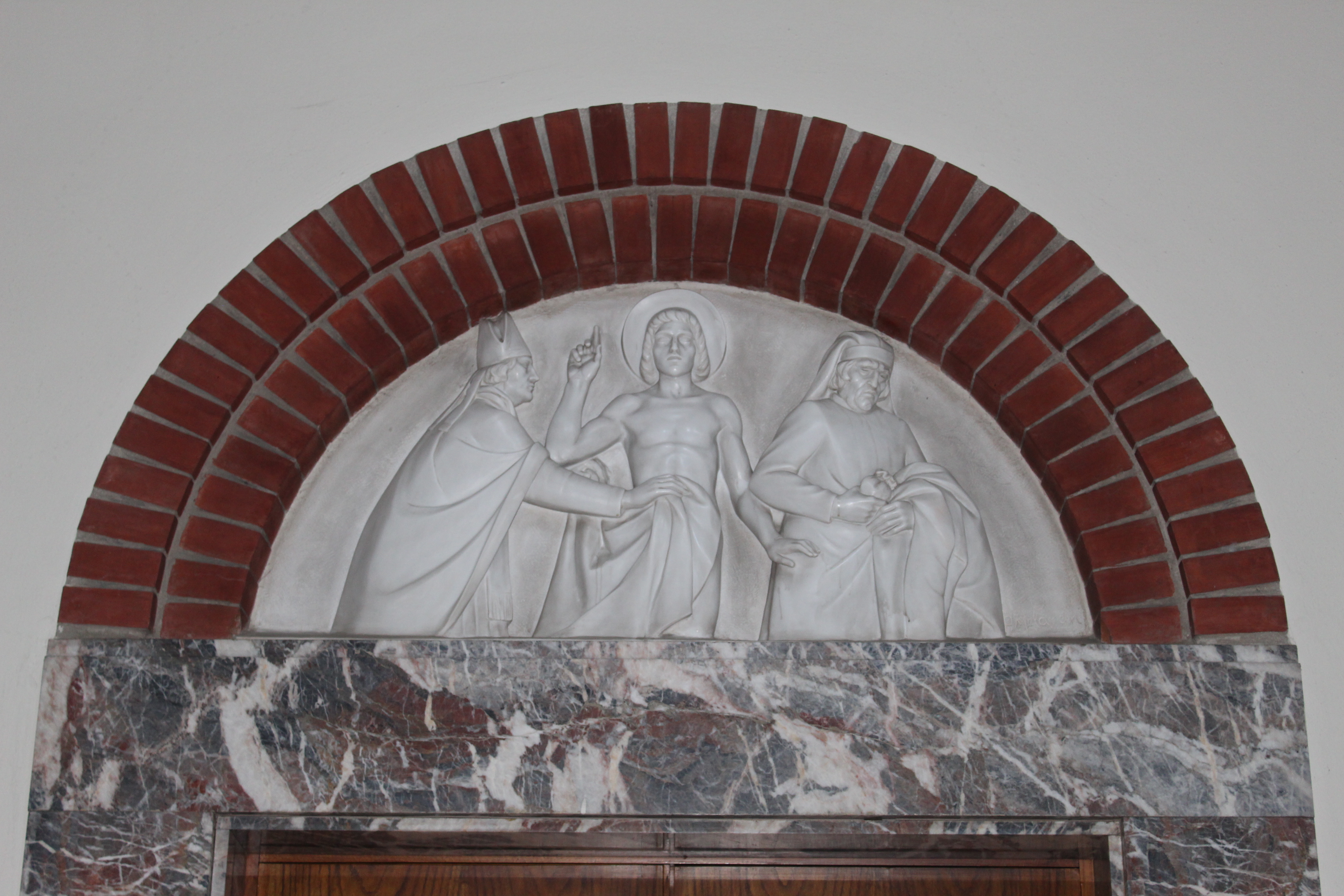 San Francesco d'Assisi rinuncia ai beni paterni (rilievo, elemento d'insieme) di Melandri Pietro (metà XX)