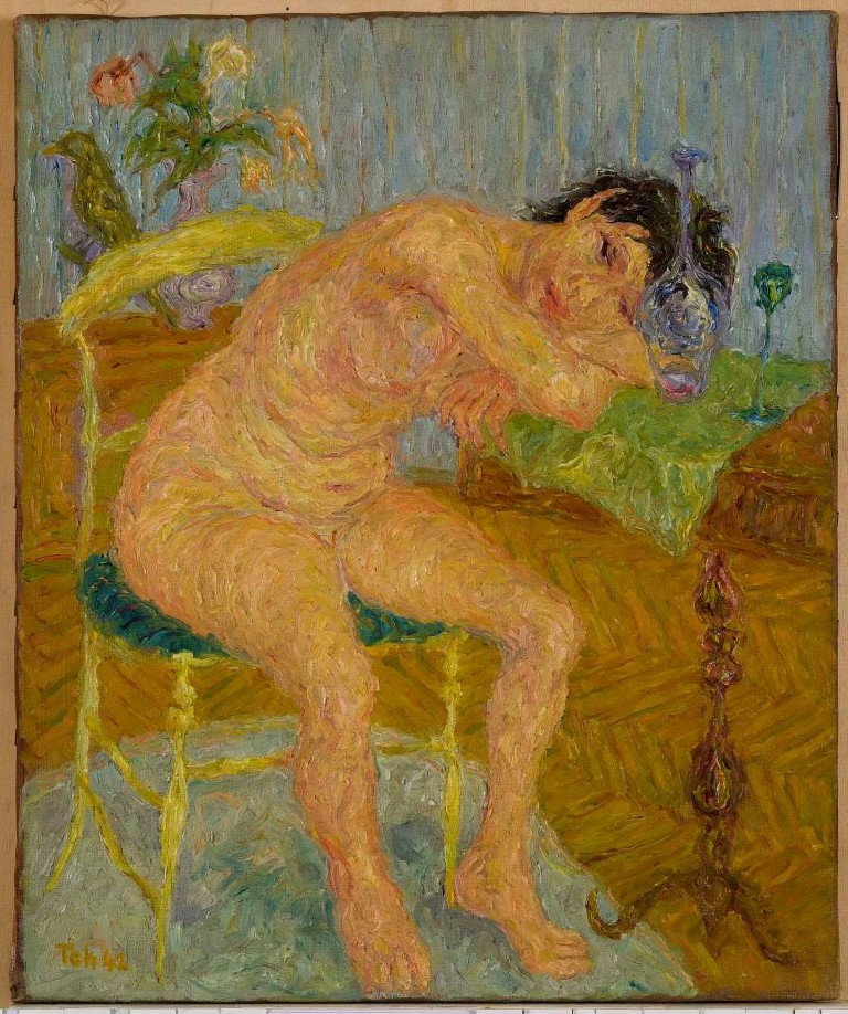 Nuda con la bottiglia, nudo femminile (dipinto, opera isolata) di Scialoja Toti - ambito italiano (secondo quarto XX)
