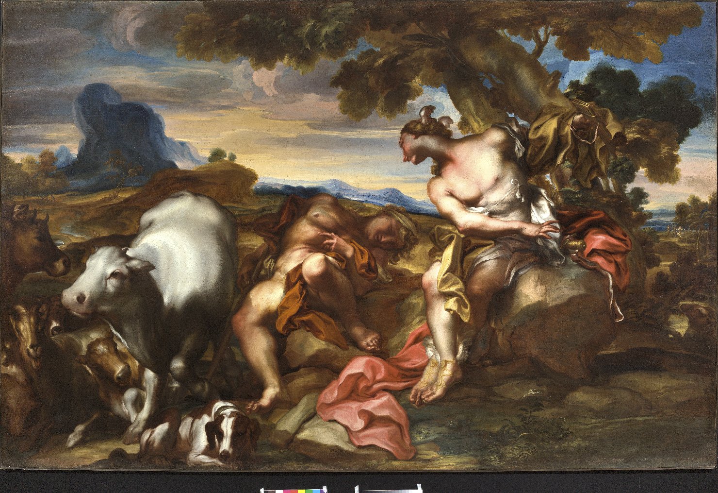 Mercurio decapita Argo (dipinto, opera isolata) di De Ferrari Gregorio (inizio XVIII)