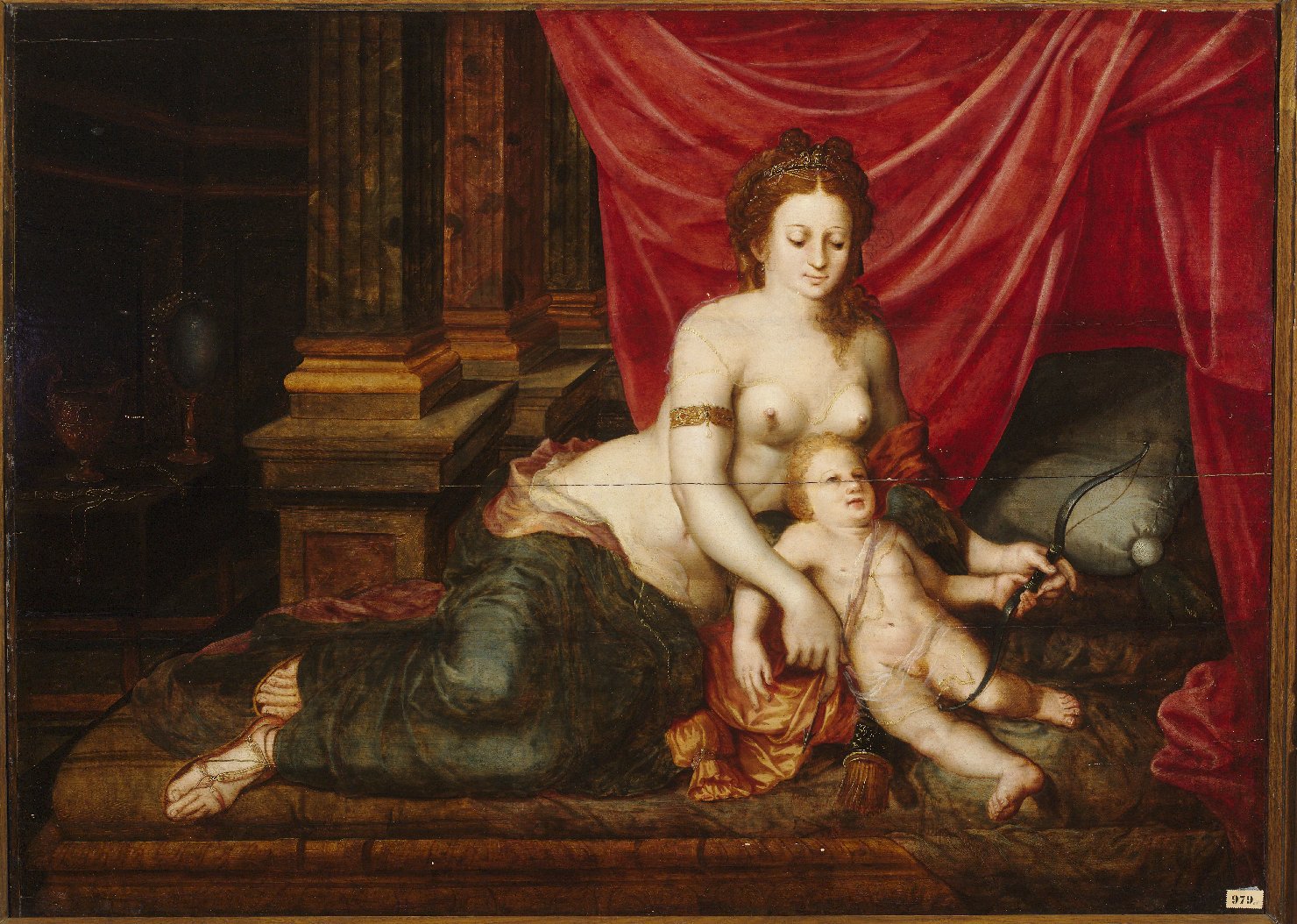 Venere e Amore (dipinto, opera isolata) - ambito fiammingo (ultimo quarto sec. XVI)