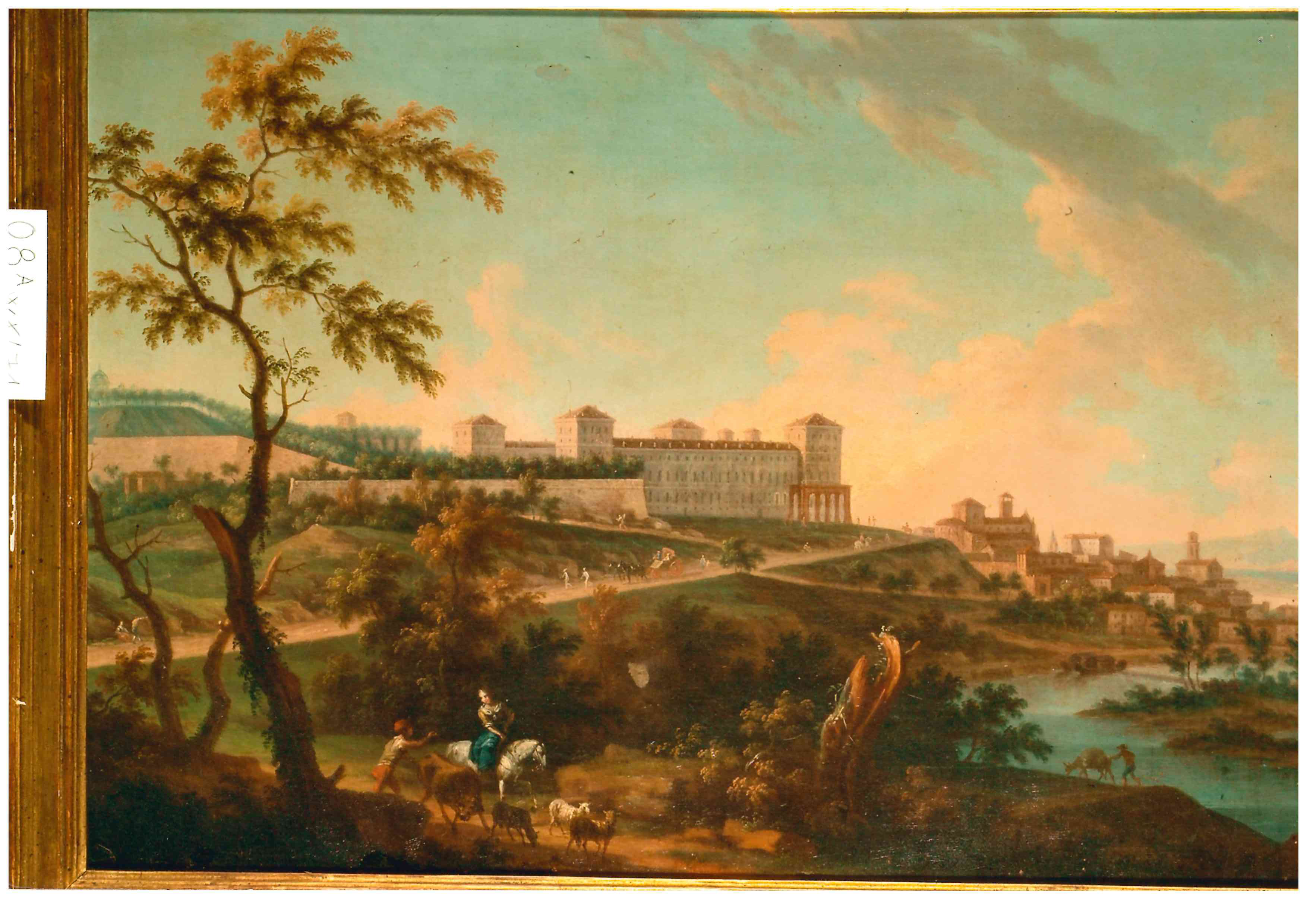 Veduta del castello Reale di Moncalieri (dipinto, coppia) di Angelo Antonio Cignaroli (attribuito) (primo quarto XIX)