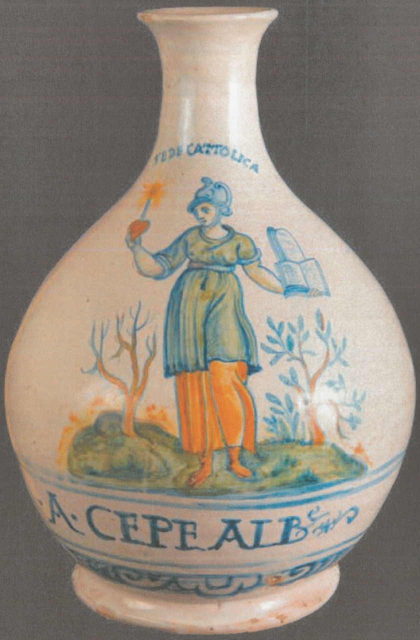 allegoria della Fede cattolica (fiasca, opera isolata) - bottega di Castelli (prima metà XVII)