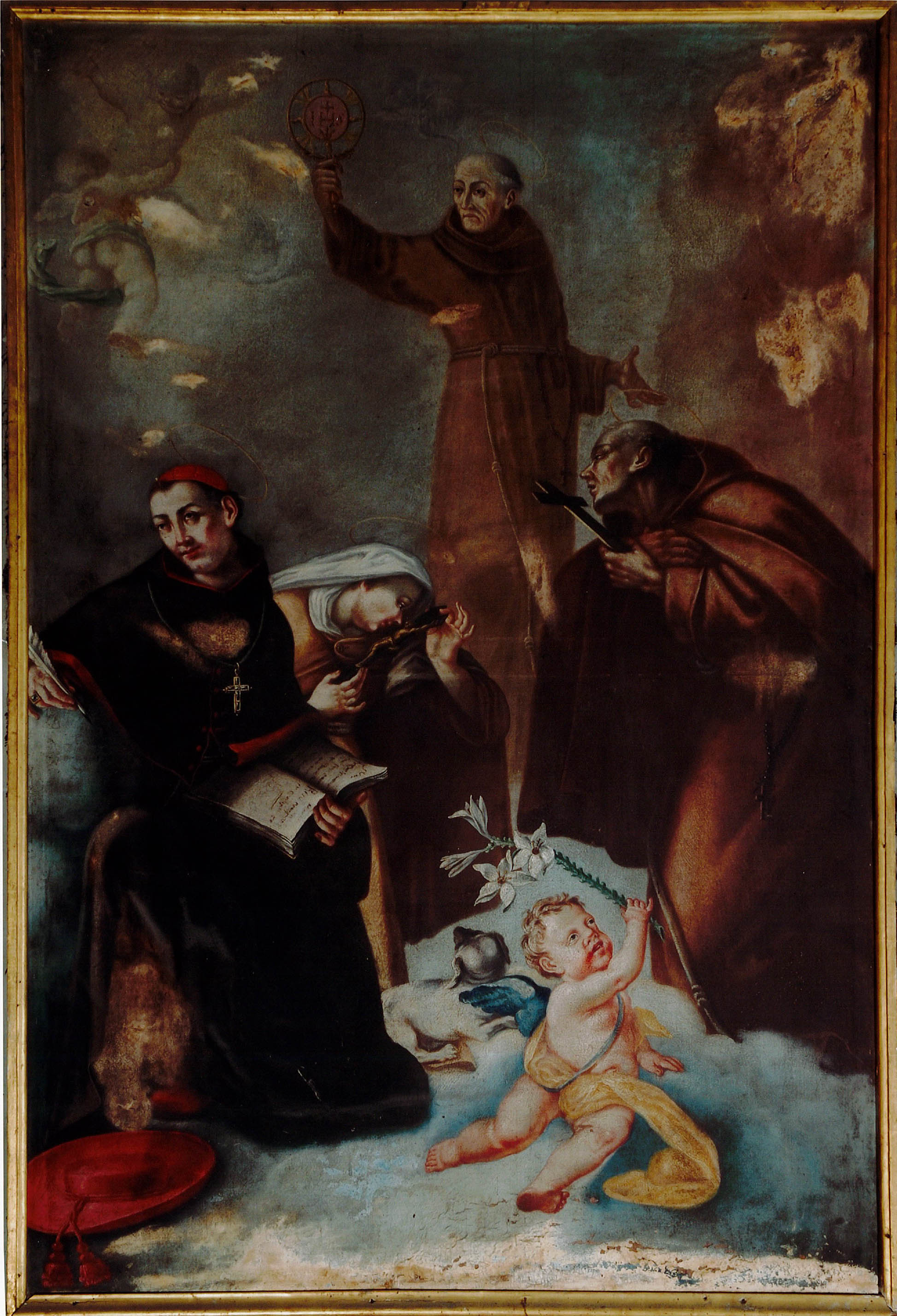 San Bonaventura, Santa Margherita da Cortona, San Bernardino da Siena e Sant'Antonio da Padova (dipinto) - ambito bergamasco (prima metà Sec. XVIII)
