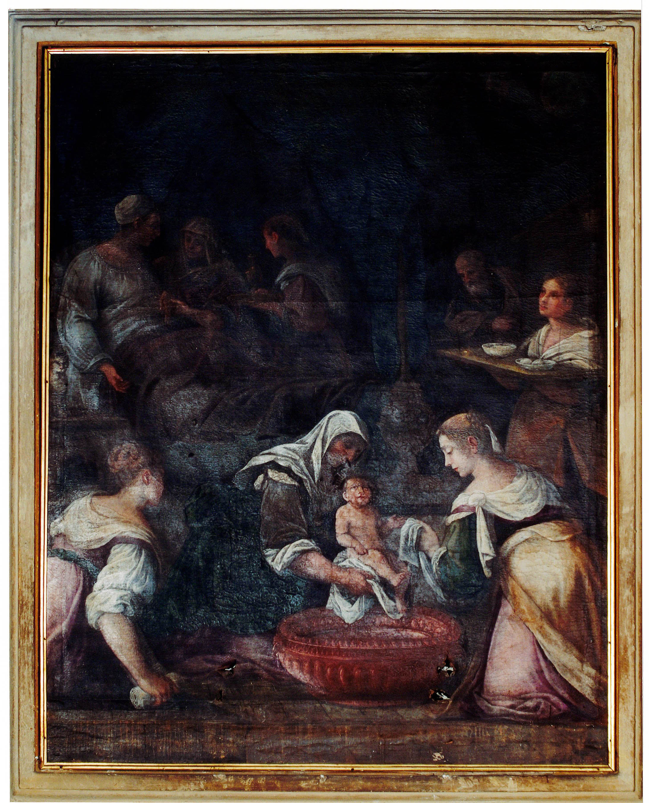 Natività di Maria (dipinto) di Zucco, Francesco (attribuito) (fine Sec. XVI)