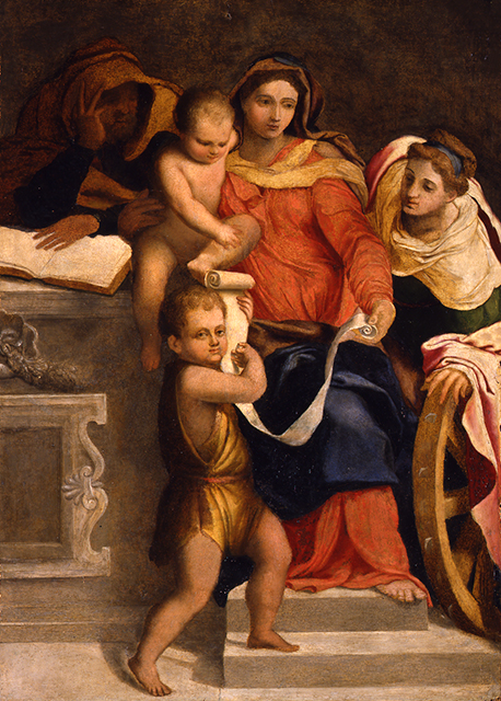 Sacra Famiglia con santa Caterina d'Alessandria e san Giovannino (dipinto, opera isolata) di Ricciarelli Daniele detto Daniele da Volterra (maniera) (seconda metà XVI)