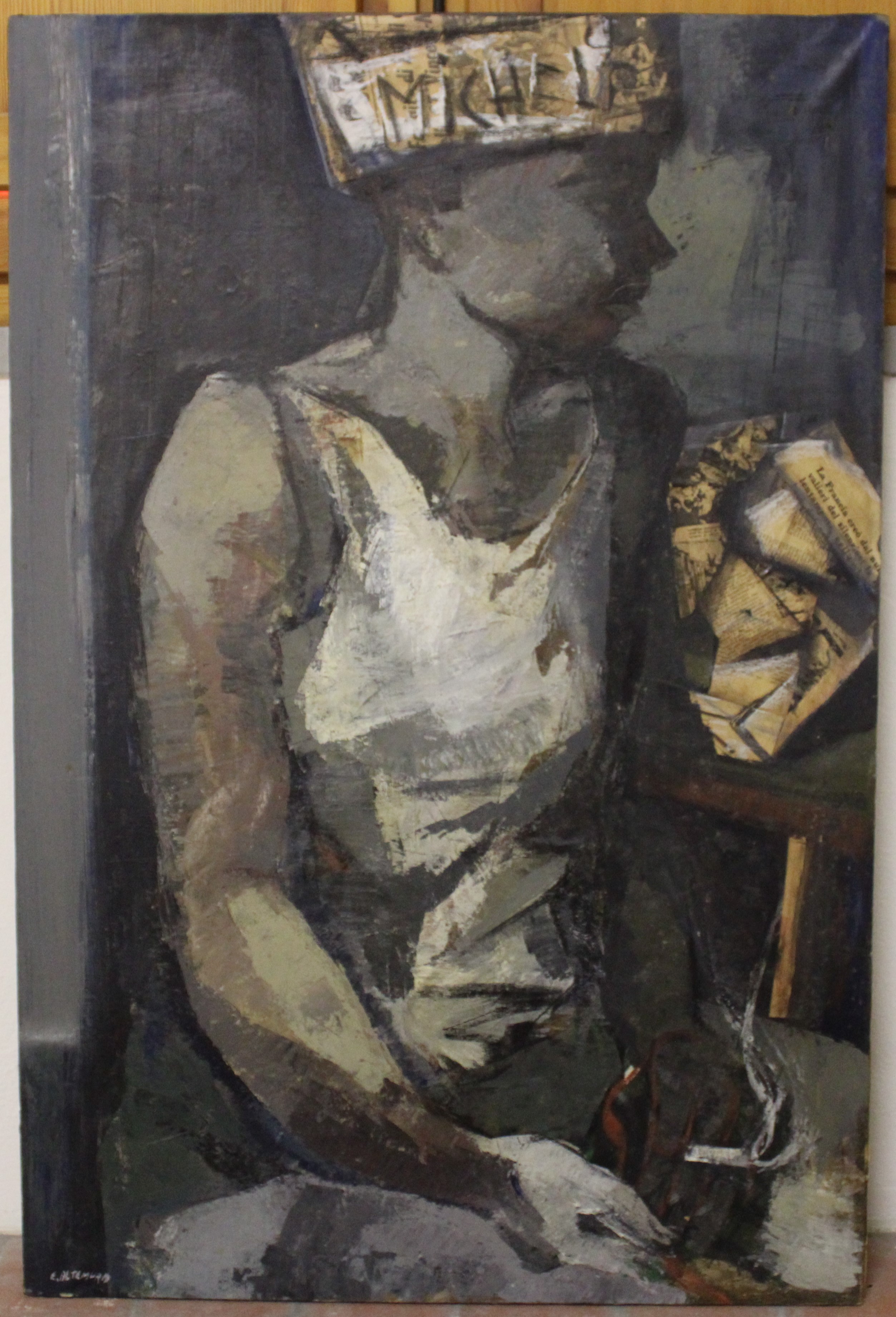 Giovane cavatore, figura maschile (dipinto) di Altemura Ernesto (XX)