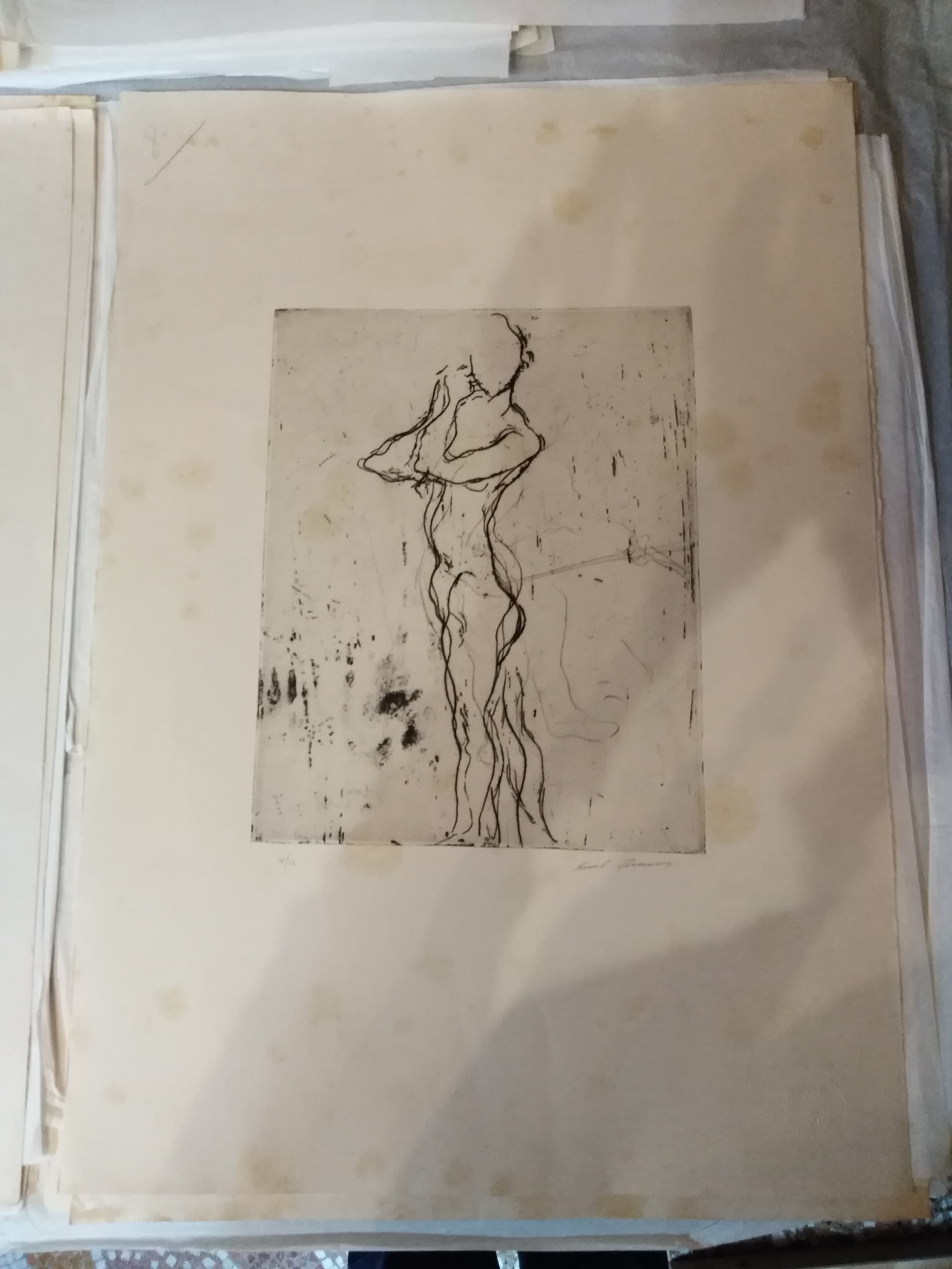 Nudo in piedi, studio di nudo (stampa) di Treccani Ernesto (XX)