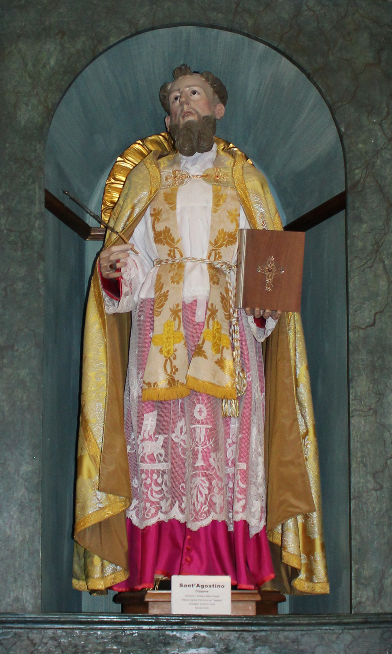 Sant'Agostino d'Ippona (statua) di Lonis Giuseppe Antonio (attribuito) (seconda metà XVIII)