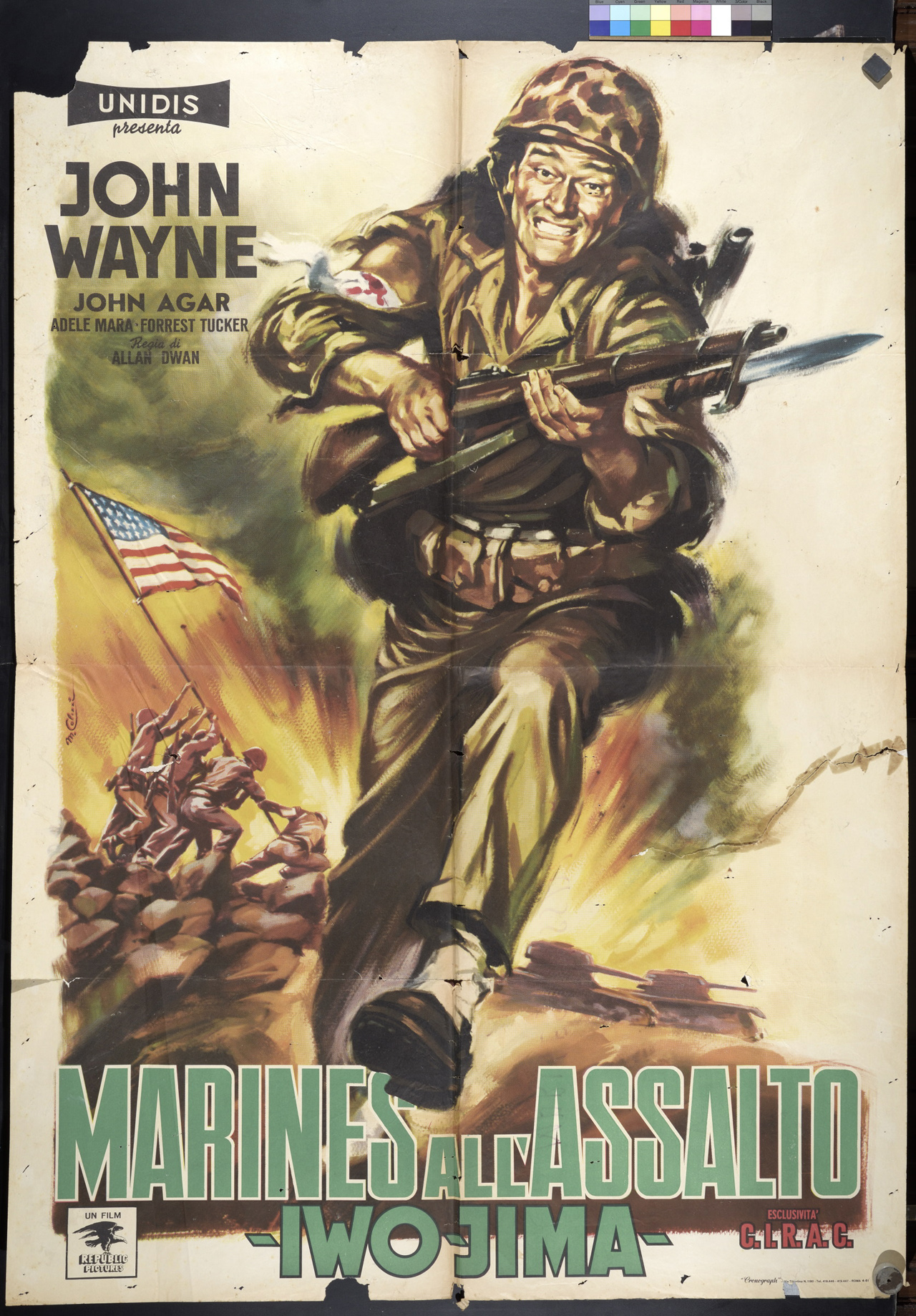 ritratto di attore con soldati che issano la bandiera americana a Iwo Jima (manifesto) di Colizzi Marcello (XX)