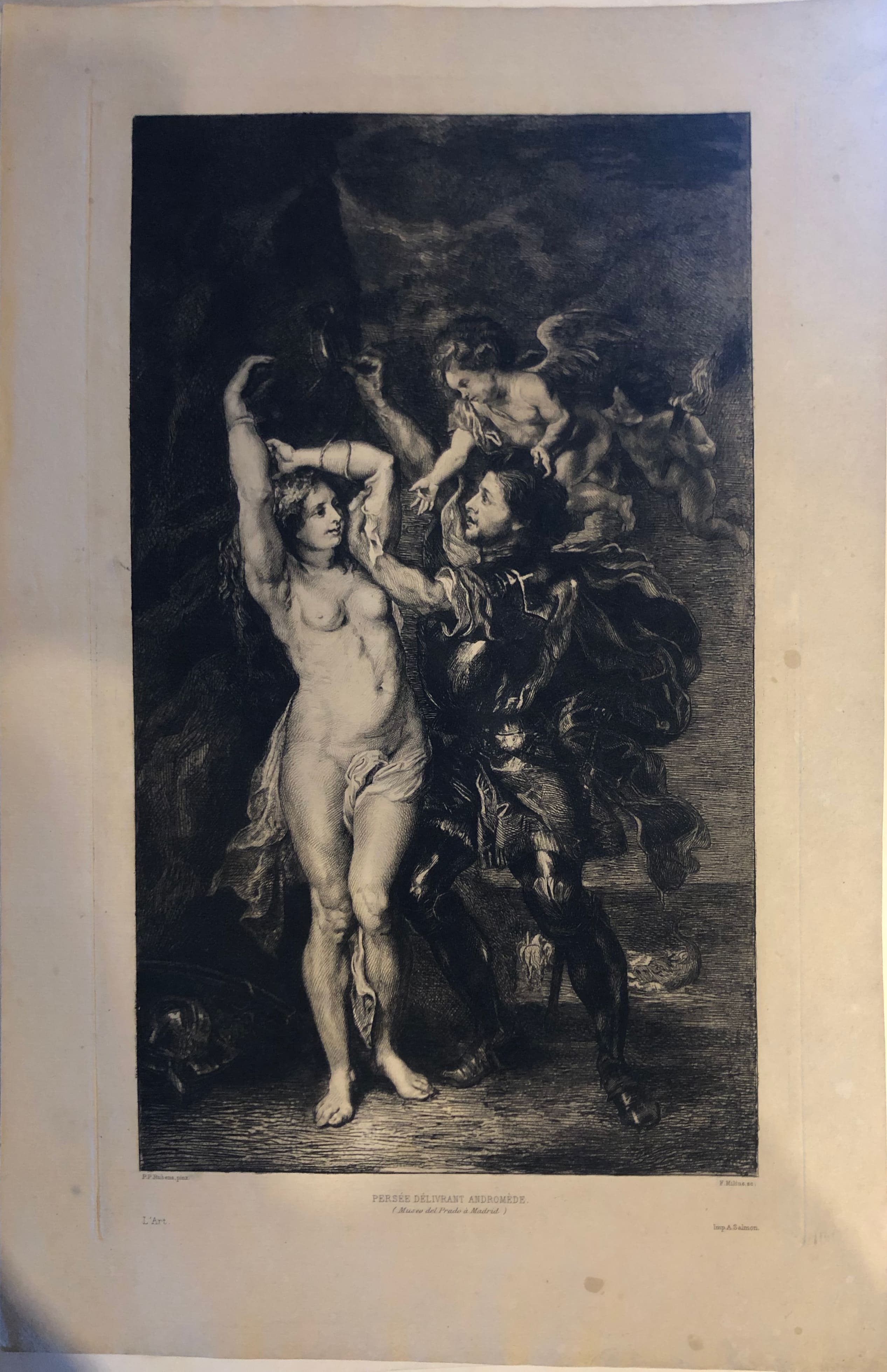 Perseée délivrant Andromède, Perseo e Andromeda (stampa) di Milius Felix Augustin - ambito francese (sec. XIX)