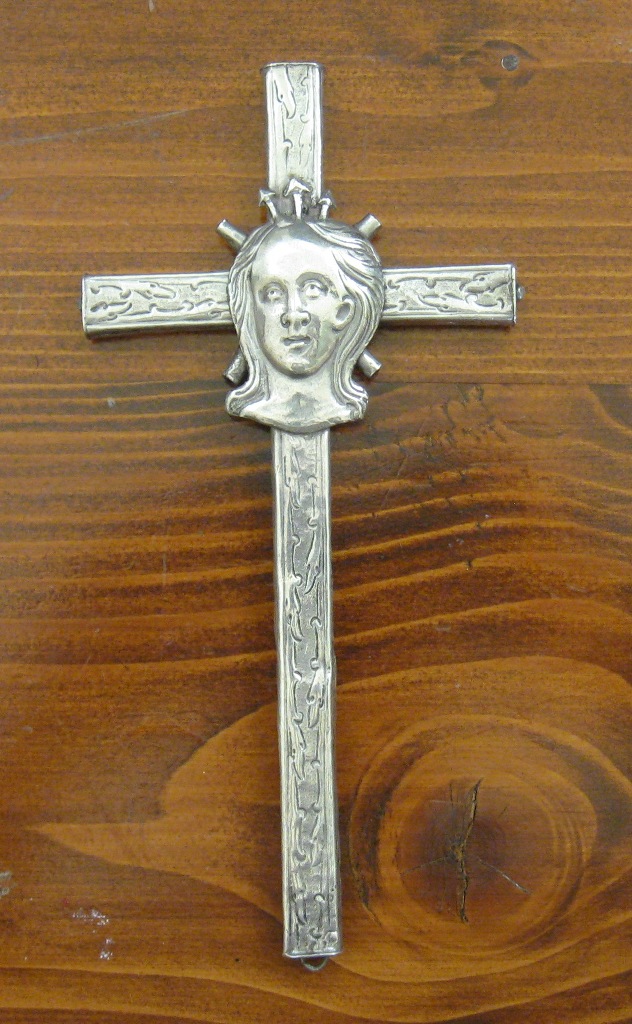 Croce con santa greca e elementi decorativi vegetali (attributo iconografico di immagine sacra)
