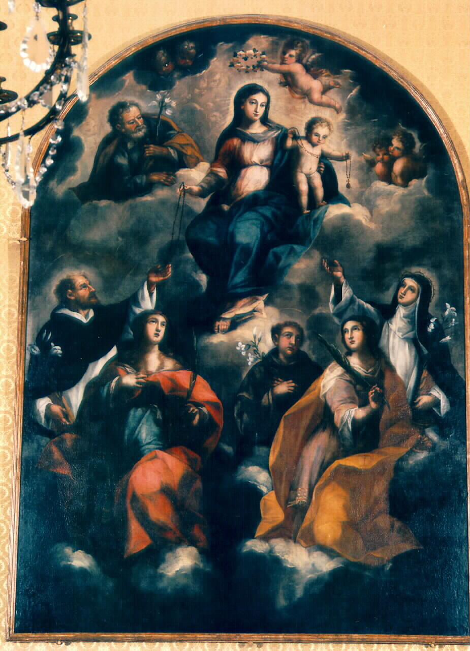 Madonna del Rosario e santi (dipinto) - ambito siciliano (Prima metà sec. XVIII)