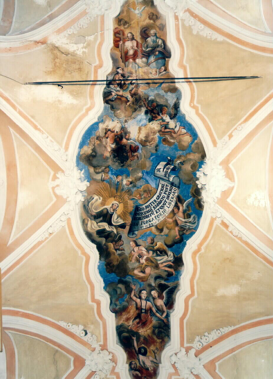 Madonna che intercede per le anime del Purgatorio presso la Trinita' (dipinto) - ambito siciliano (Fine/inizio secc. XVIII/ XIX)