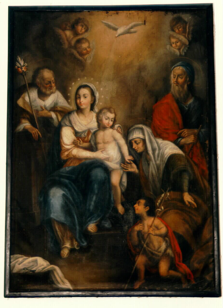 sacra famiglia con San Giovannino, Sant'Elisabetta e San Zaccaria (dipinto) - ambito siciliano (sec. XVIII)