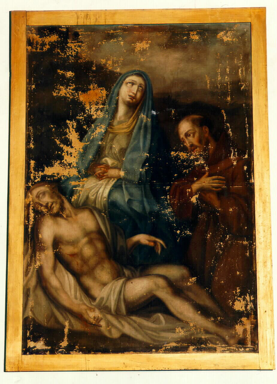 compianto sul Cristo morto con San Francesco d'Assisi (dipinto) - ambito siciliano (sec. XIX)