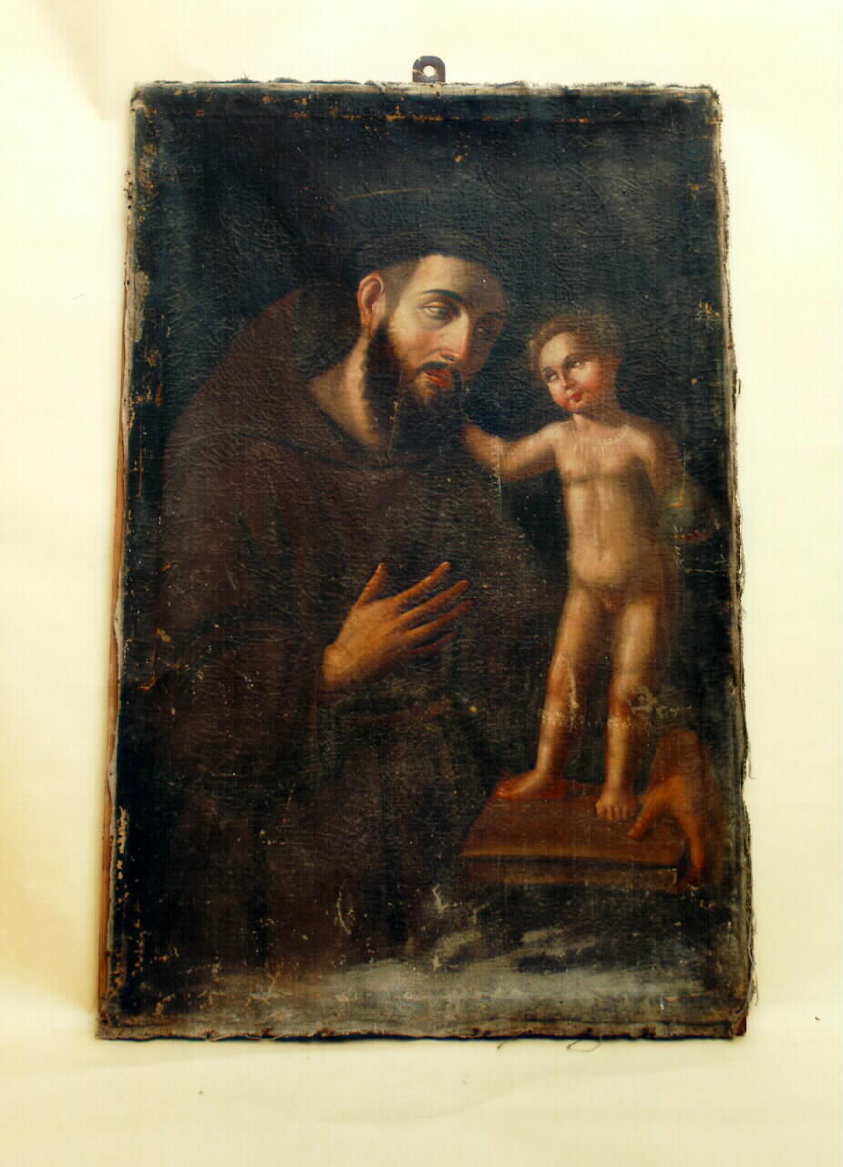 santo francescano con Gesu' Bambino (dipinto) - ambito siciliano (Seconda metà sec. XVIII)