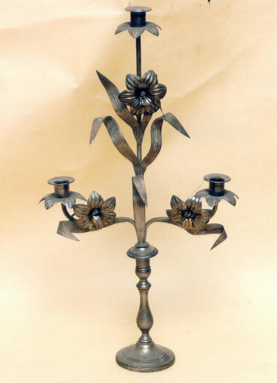 candelabro - a tre bracci, serie - bottega siciliana (sec. XX)