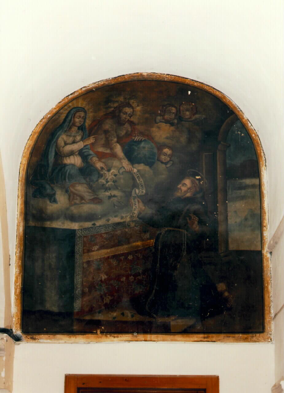 visione di San Francesco d'Assisi alla Porziuncola (dipinto murale) - ambito siciliano (Seconda metà sec. XVIII)