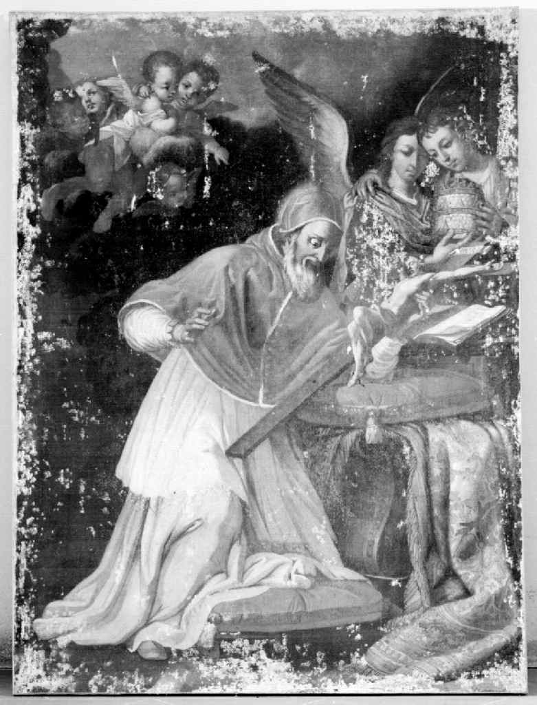 San Pio V papa e il miracolo del crocifisso che diventa corpo vivo (dipinto) - ambito toscano (secc. XVII/ XVIII)