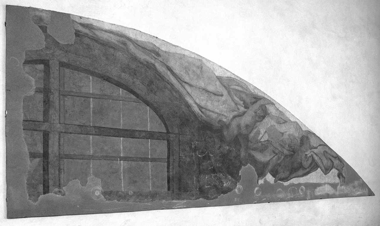 putti reggicortina (dipinto, frammento) - ambito fiorentino (seconda metà sec. XVII)