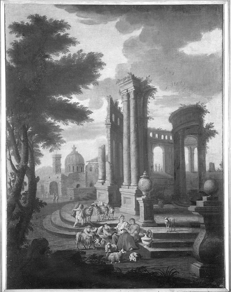paesaggio con rovine (dipinto) - ambito romano (?) (sec. XVIII)
