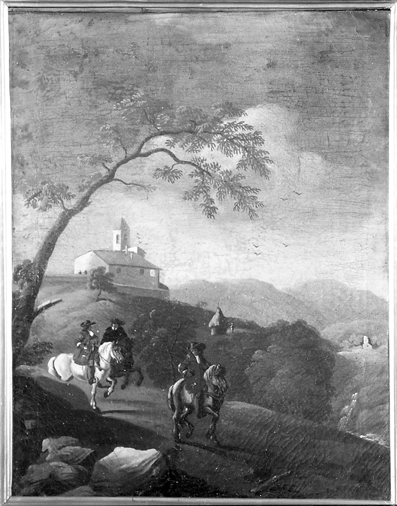 paesaggio con cavalieri (dipinto) di Reschi Pandolfo (bottega) (sec. XVII)