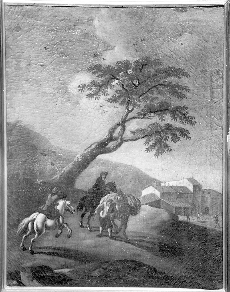 paesaggio con cavalieri (dipinto) di Reschi Pandolfo (bottega) (sec. XVII)