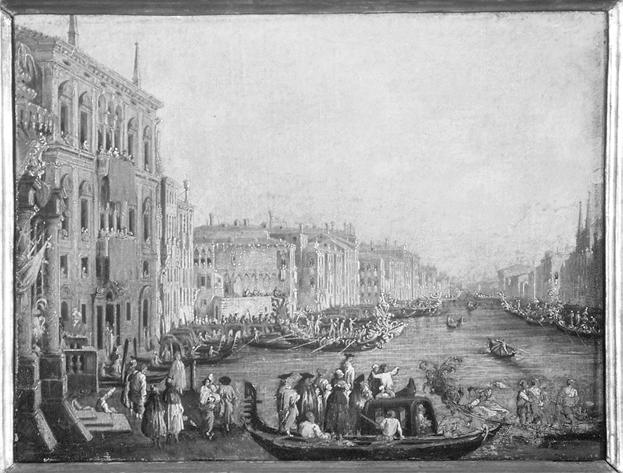 veduta del Canal Grande a Venezia con il Bucintoro (dipinto) - ambito veneziano (prima metà sec. XVIII)