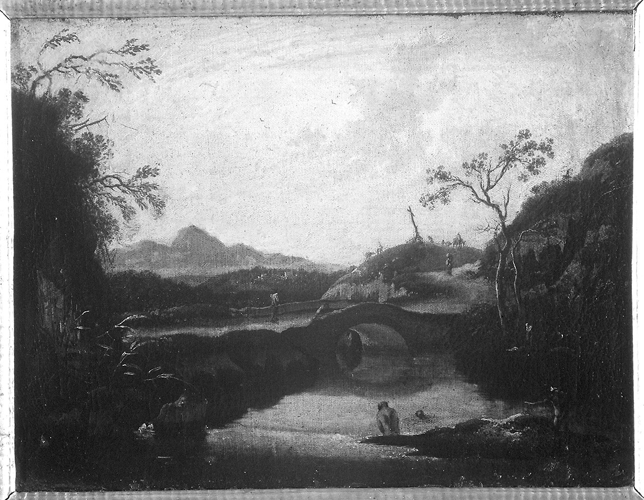 paesaggio fluviale (dipinto) - ambito laziale (prima metà sec. XVIII)