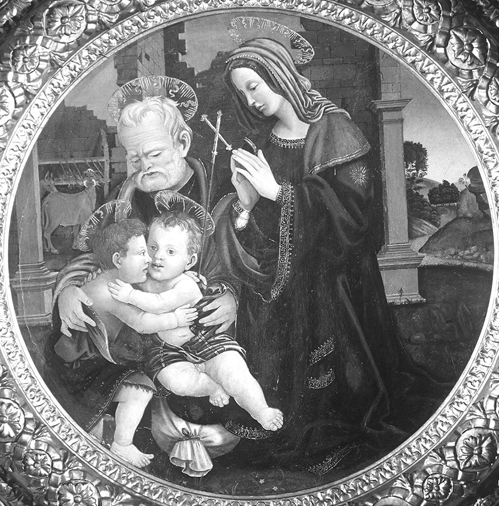 Sacra Famiglia con San Giovanni Battista bambino (dipinto) di Maestro di Tavarnelle (sec. XVI)