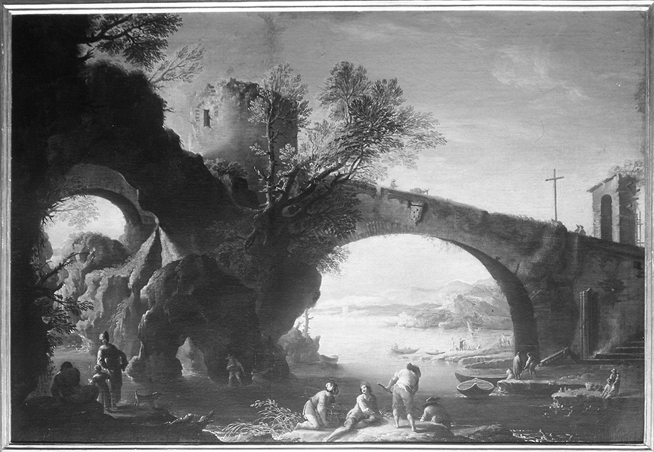 paesaggio fluviale (dipinto) di Cioci Antonio (sec. XVIII)
