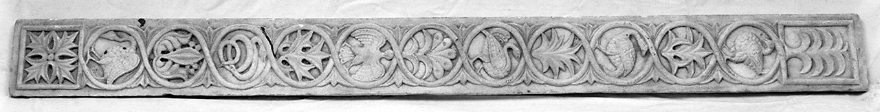 motivi decorativi vegetali e animali (lesena, frammento) - bottega ravennate (sec. XIII)