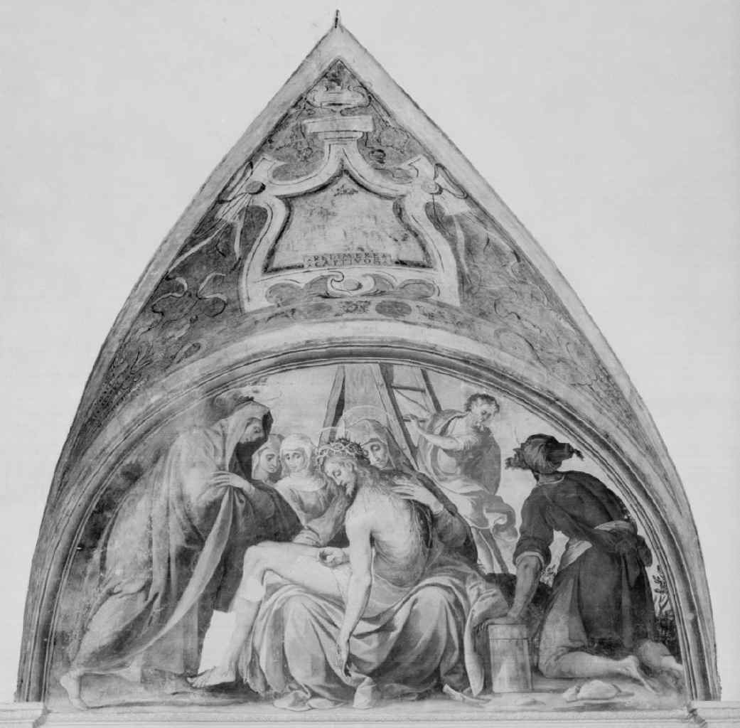 deposizione di Cristo dalla croce (dipinto, elemento d'insieme) - ambito italiano, ambito italiano (ultimo quarto sec. XVI)