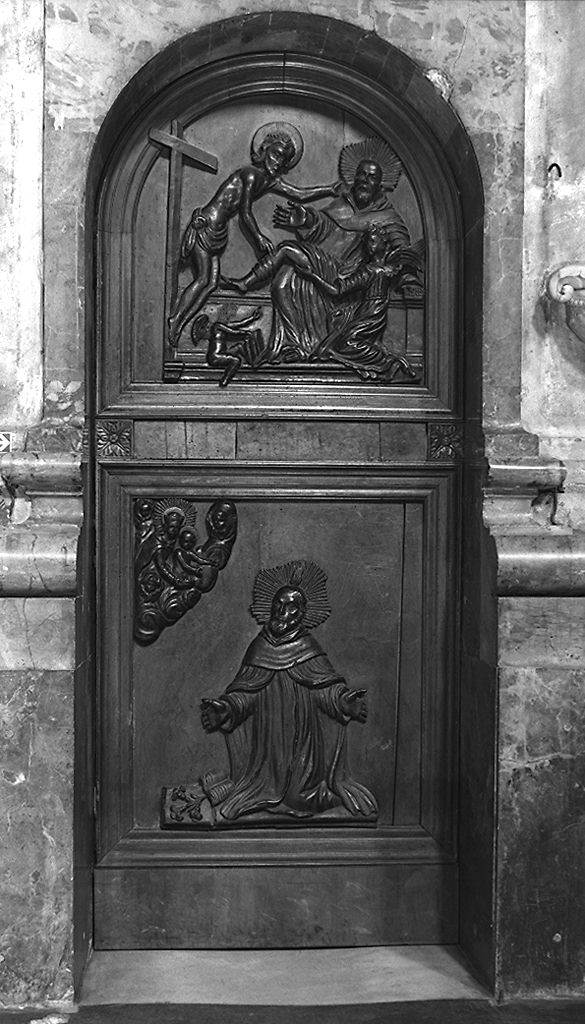 San Pellegrino Laziosi ed il beato Francesco da Siena (porta) - bottega fiorentina (sec. XVII)