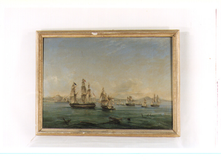 paesaggio marino (dipinto) - ambito napoletano (metà sec. XIX)