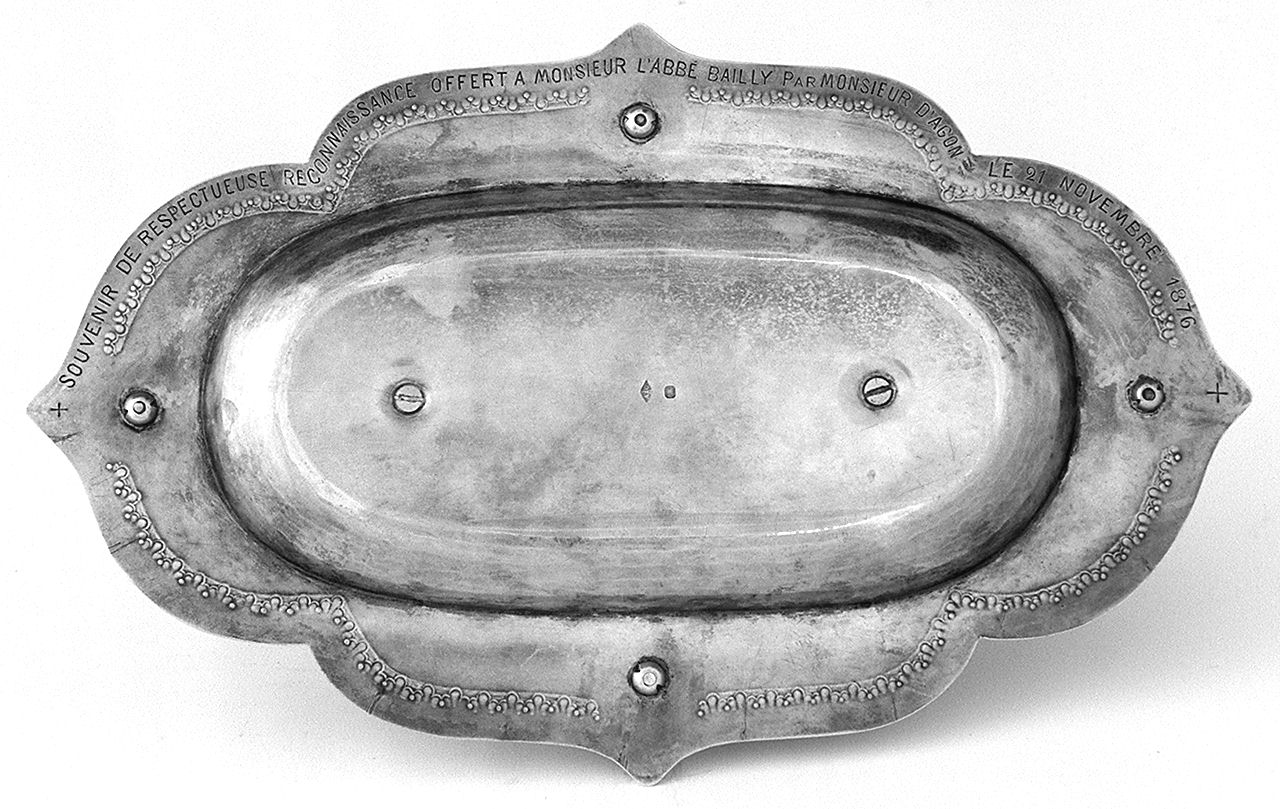 vassoio porta ampolline, elemento d'insieme - bottega francese (sec. XIX)