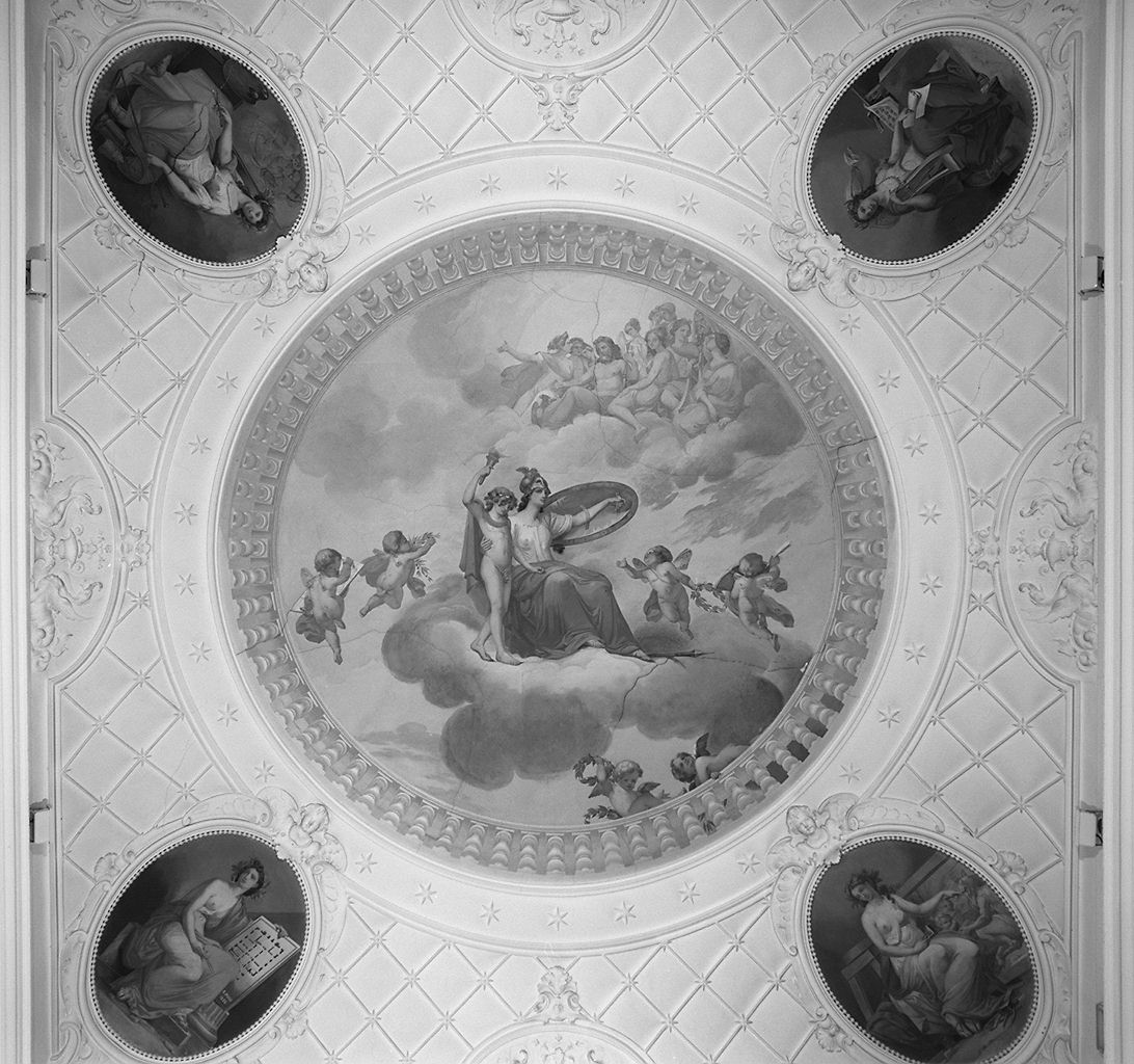 Minerva e le muse sul monte Elicona (decorazione plastico-pittorica) - ambito fiorentino (sec. XIX)