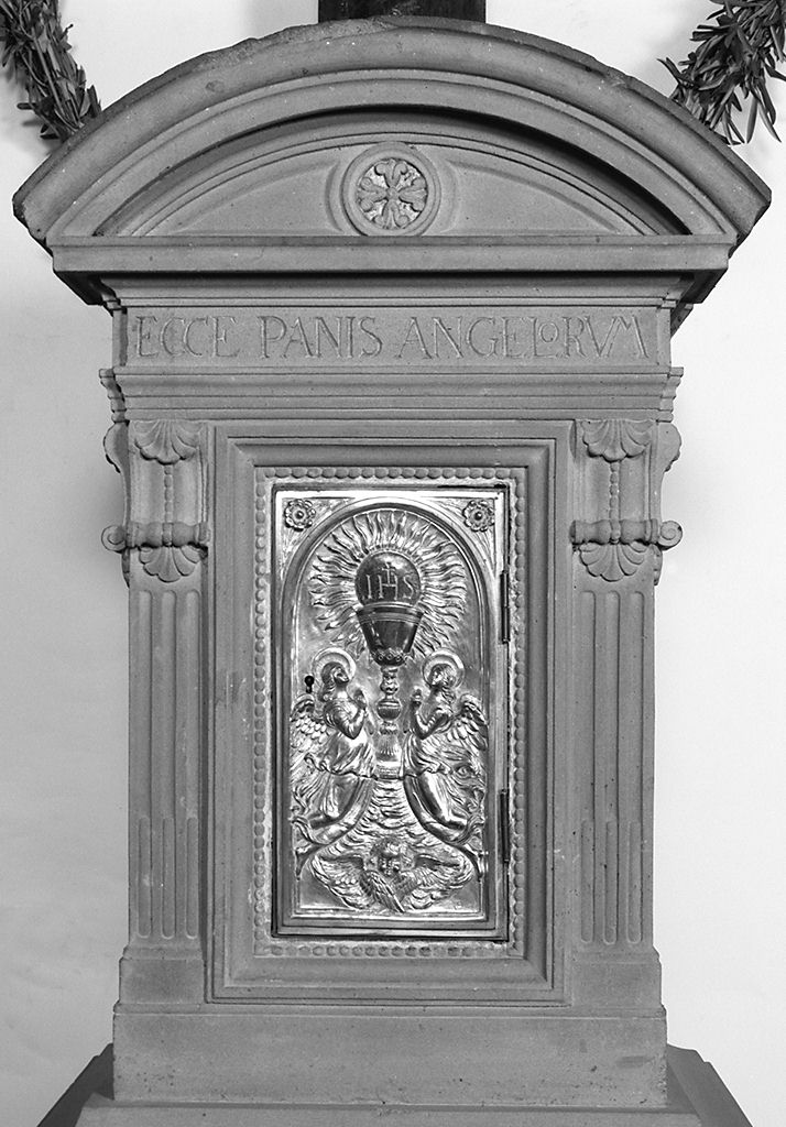 angeli adoranti il calice eucaristico (tabernacolo - a frontale architettonico) - bottega italiana (prima metà sec. XX)